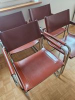 4 Vintage Marcel Breuer Stühle – Leder & Gold