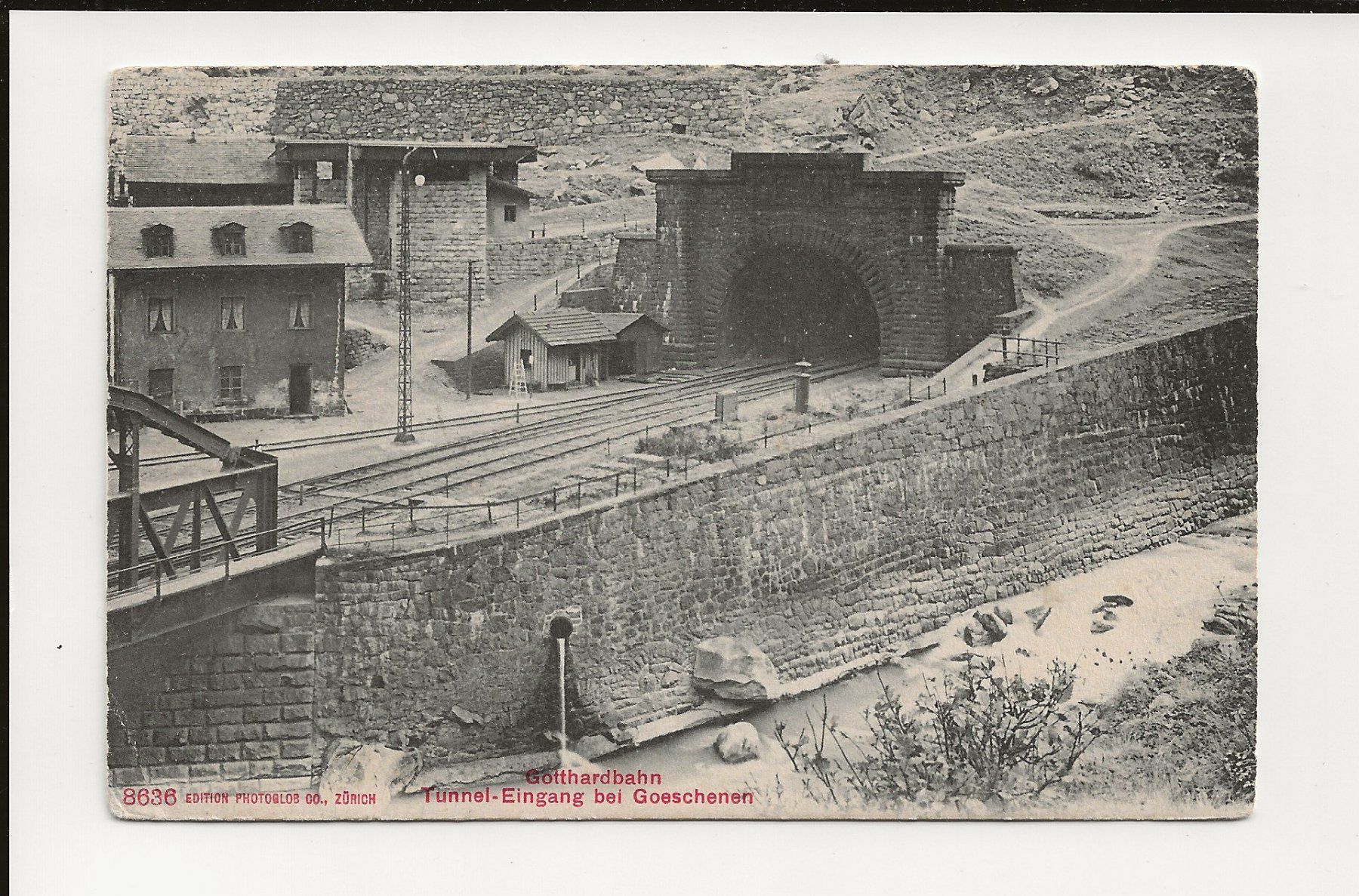 Cartoline postali: AK 1908 Gotthardbahn Tunnel-Eingang bei Göschenen – Usato da Greifensee venduto da 315WDO