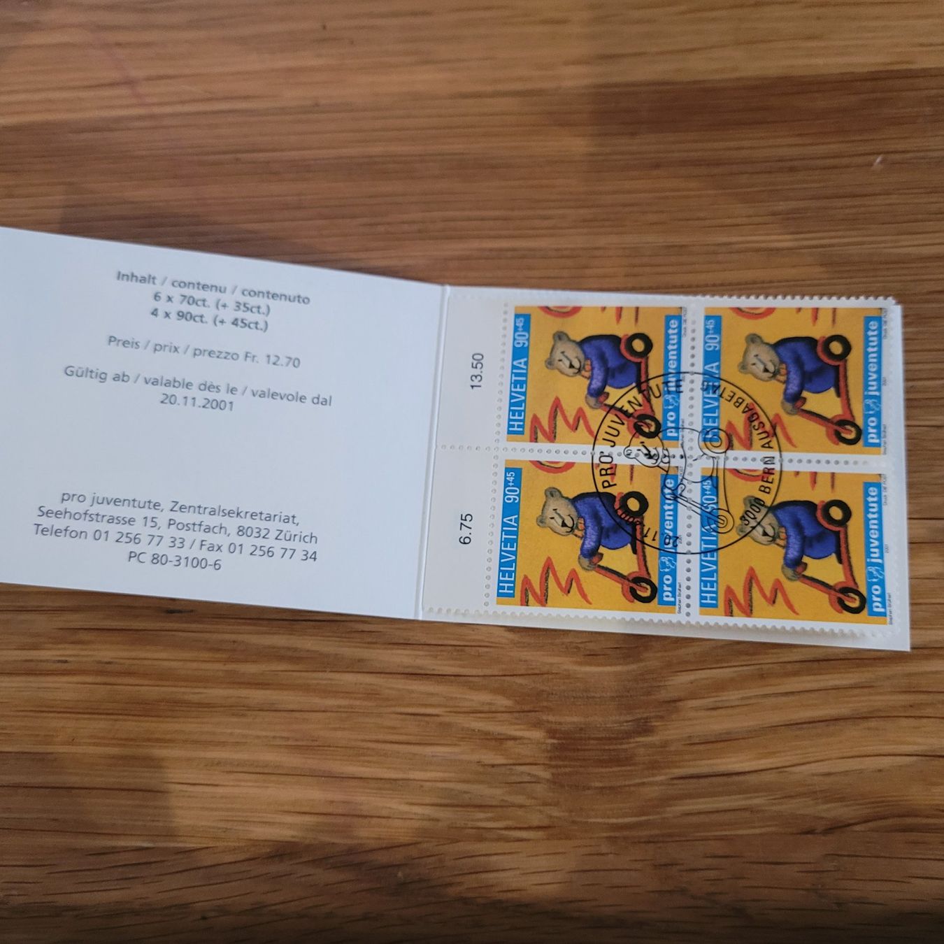 Tutti i francobolli: Markenheftchen Carnet De Timbre Pro Juventute 2001 – Usato da Biel/Bienne venduto da Destockweb 1