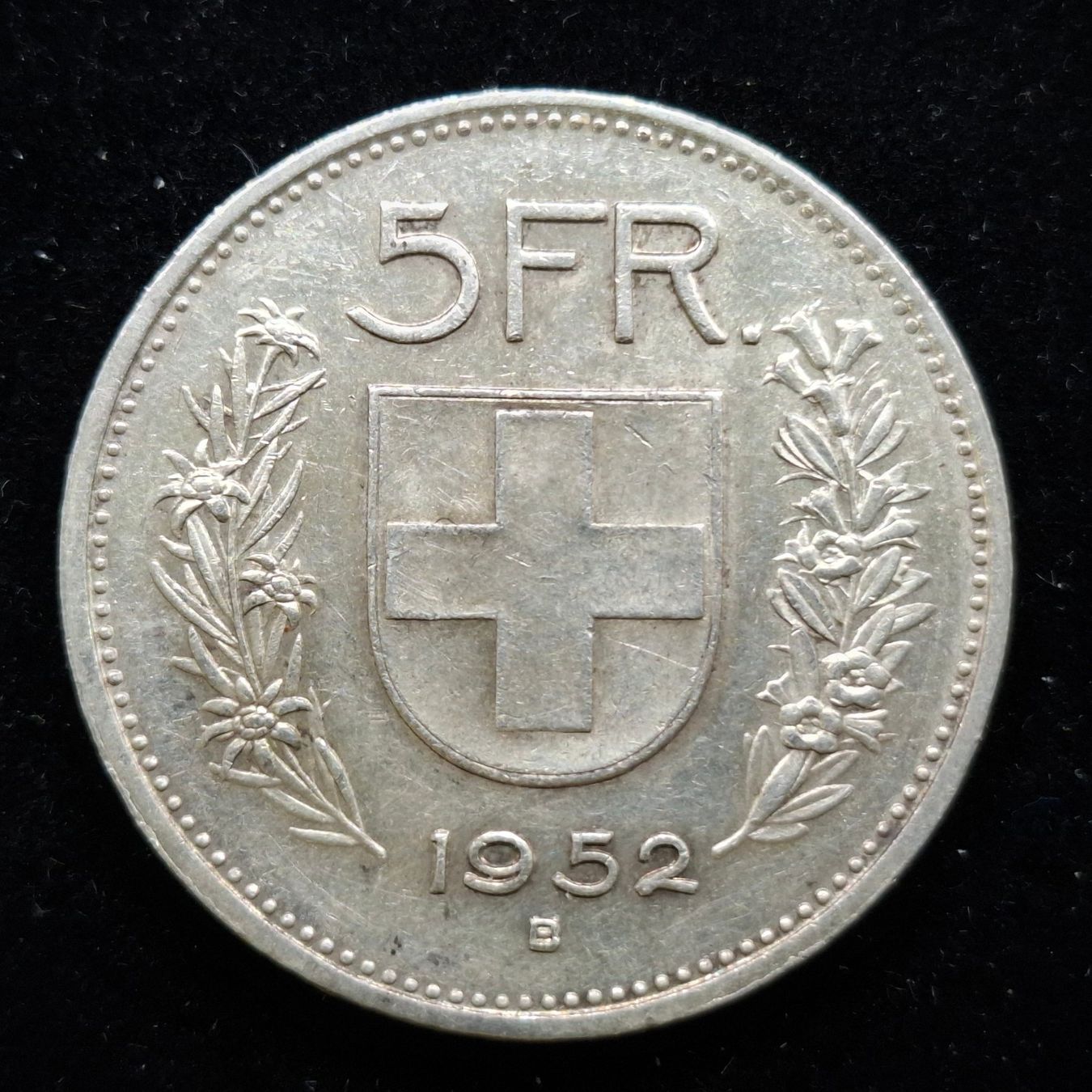 Alle Münzen: 5Fr. 1952 835/1000 Silber 15gr. – Gebraucht aus Bern 14 von rvonmay