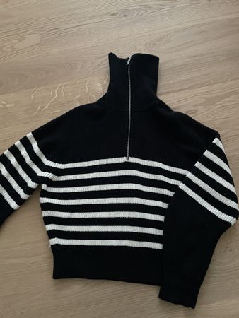 COS Knit Sweater, Black & White Stripes, Size Small