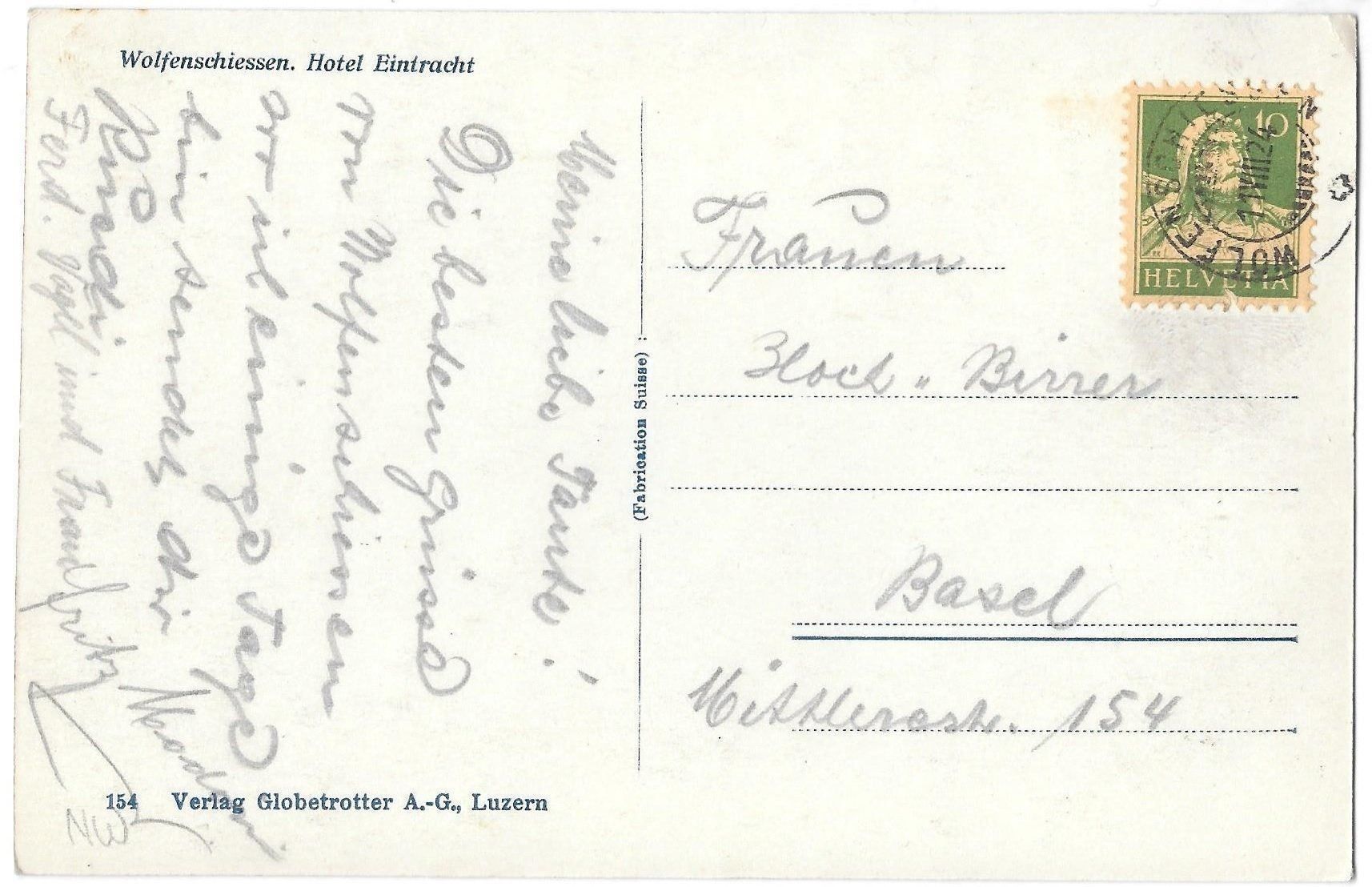 Cartoline postali: Wolfenschiessen Hotel Eintracht – Usato da Olten venduto da clotaldi 1
