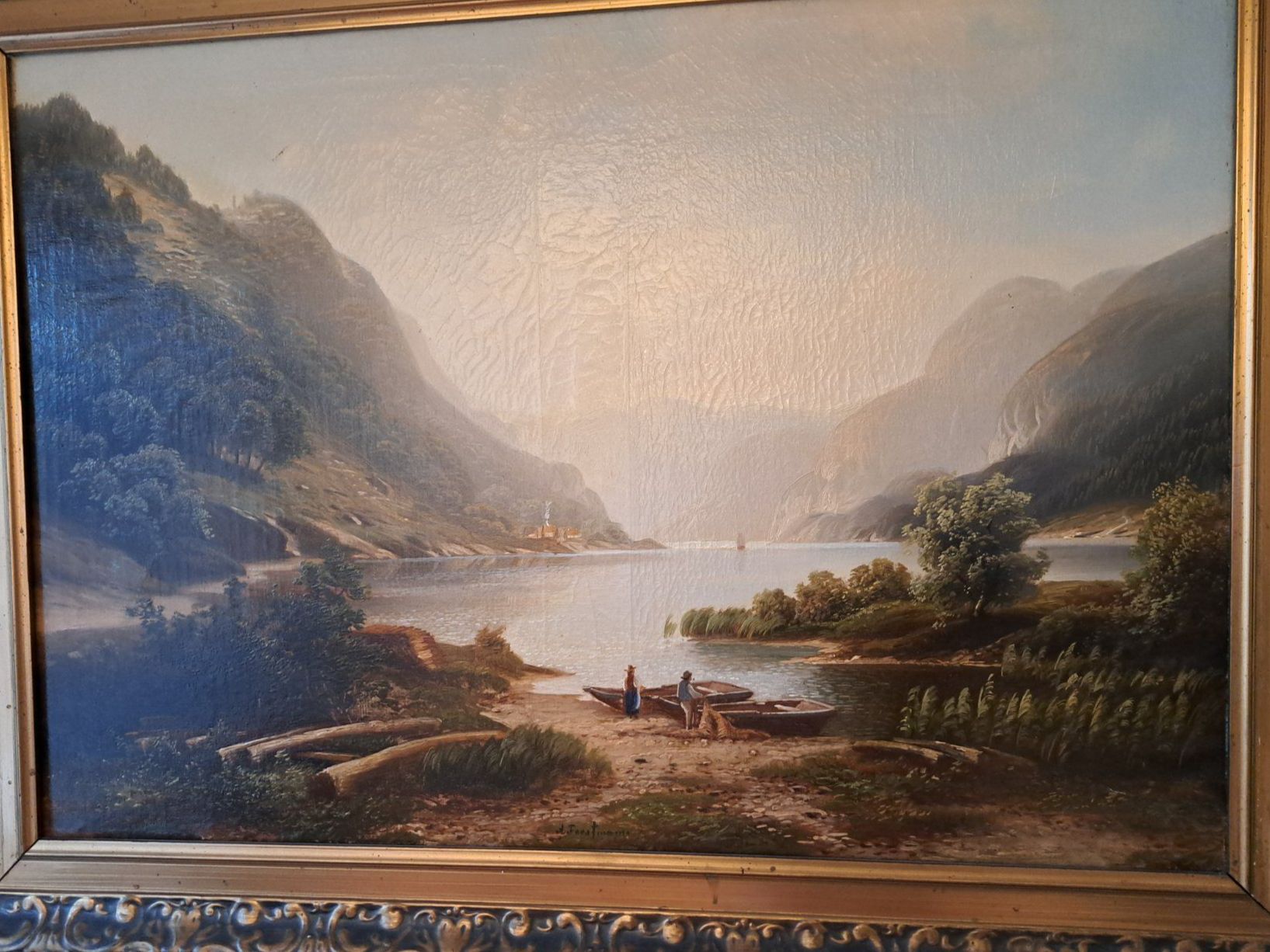 Dipinti: Arnold Friedrich Forstmann1842-1916 Gemälde Seenlandschaft – Usato da Birsfelden venduto da oleros 2