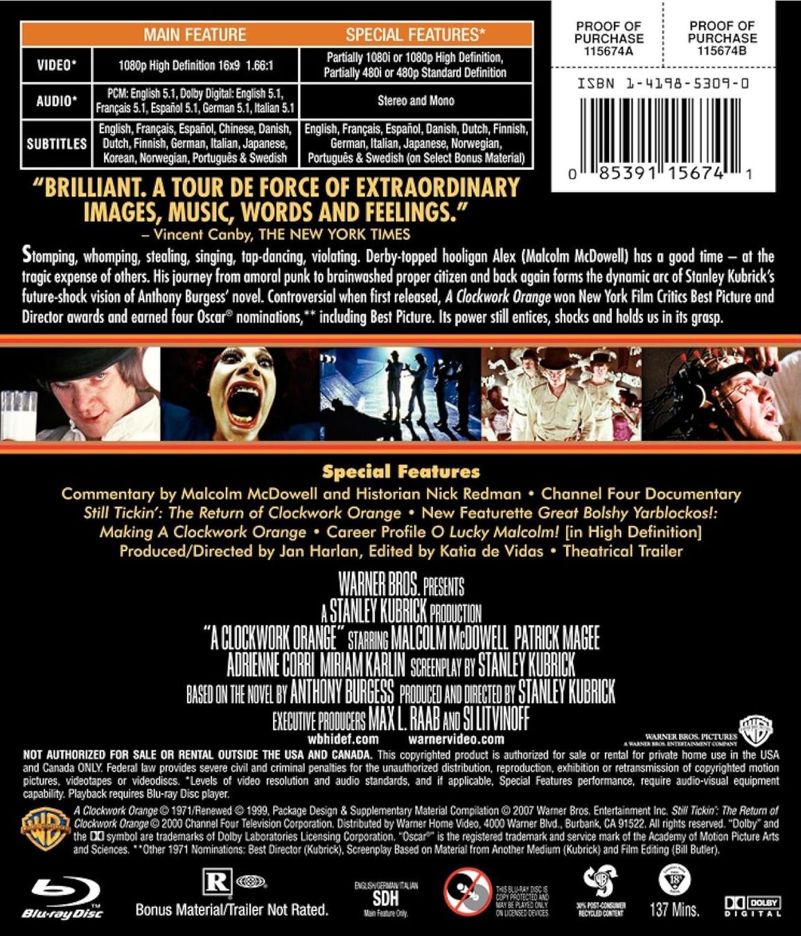 Tous les DVDs: Blu-ray Stanley Kubrick's A Clockwork Orange, Code A, OVP! – Neuf avec emballage d'origine à Duggingen par nad_6yzh 1
