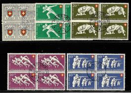1950, B46-50 Viererblockserie zentrisch gestempelt (15210)