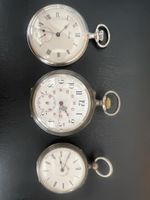 Taschenuhren Set 3 Stck. mechanisch Silber mit Gravur guter 