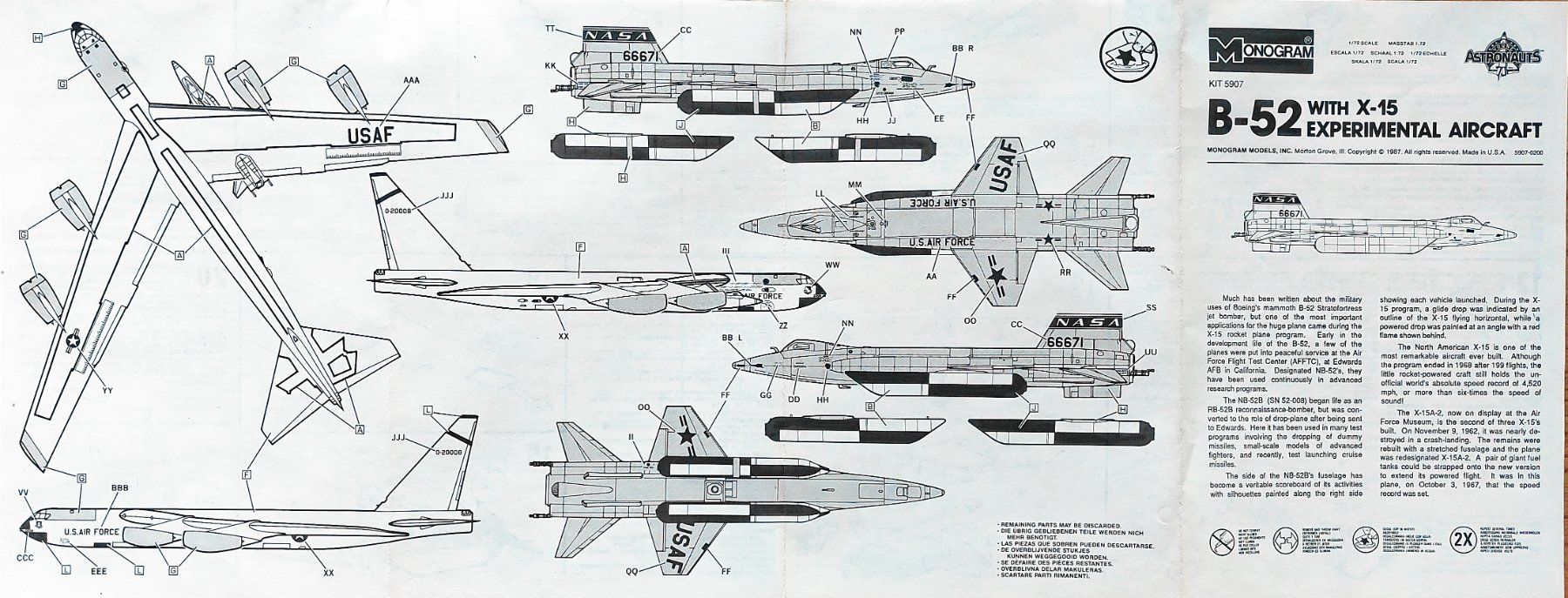 Jeux de construction: Boeing B-52 with X-15 Experimental Aircraft Monogram 5907 – Neuf avec emballage d'origine à St. Gallen par Aerodoc2 3