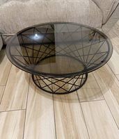 Couchtisch rund Glas Metall Gestell