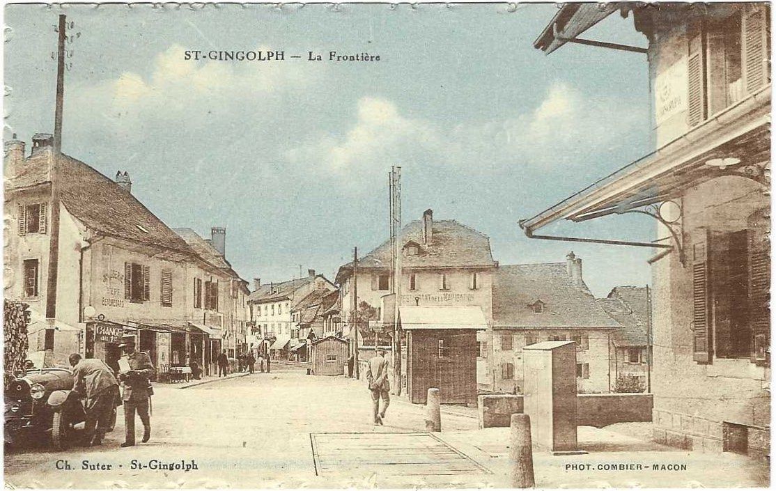 Cartoline postali: St-Gingolph La Frontière 1929 animée douanier oldtimer – Usato da Brenles venduto da hello1063