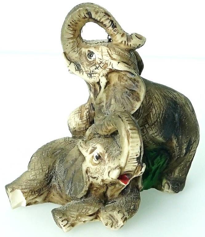 Figurines: Verspielte Elefantenfigur mit zwei Elefanten – D'occasion à Sissach par glrpmpfk 1