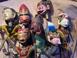 Alte, traditionelle javanische Wayang Golek Marionetten7 Stk
