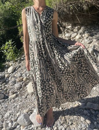 LASCANA Abito lungo di cotone fantasia zebrata-tg M/L 