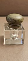 Encrier ancien en cristal et bronze