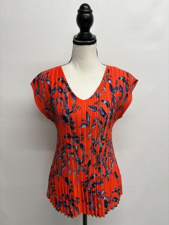 Leo&Ugo 38/40 Krinkel Shirt rot mit Blumenmuster
