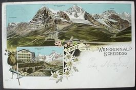 Wengen LITHO Gruss von der Wengernalp Scheidegg