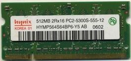 512MB 2Rx16 PC2-5300S-555-12 Hynix