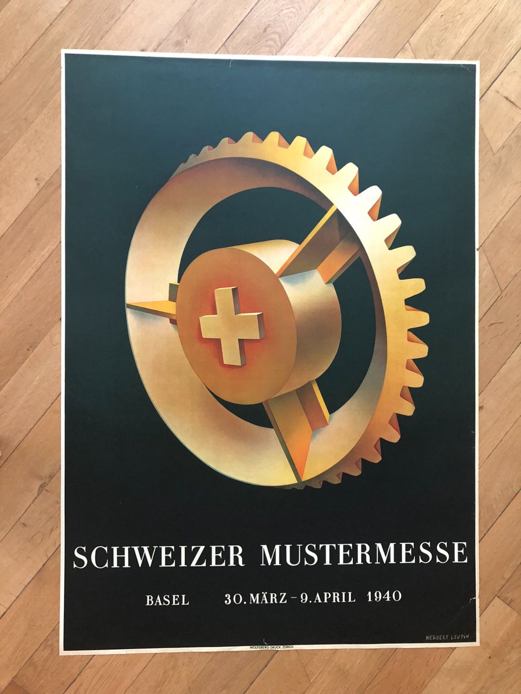 Poster & Bilder: Plakat Mustermesse Basel von Herbert Leupin – Gebraucht aus Winterthur von Claesheda
