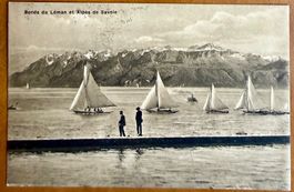 Lausanne - Voiliers sur le  Léman - Animée 1909