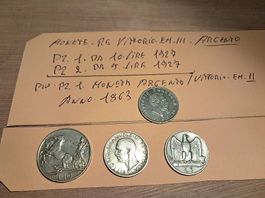 pz 4  Monete in Argento . Re Vit .Em .III. + Re Vit . Em II