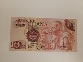 Ghana Banknote 10 Cedis beinahe Bankfrisch