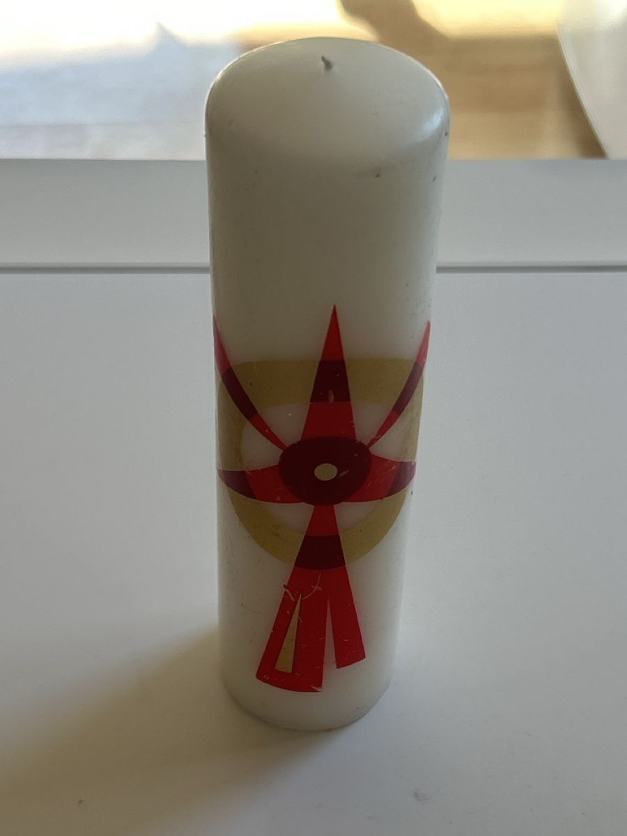 Bougies: Kerze weiss mit rotem Muster(I30) – Neuf (Voir description) à Neuenhof par SchnaeppliAllerlei
