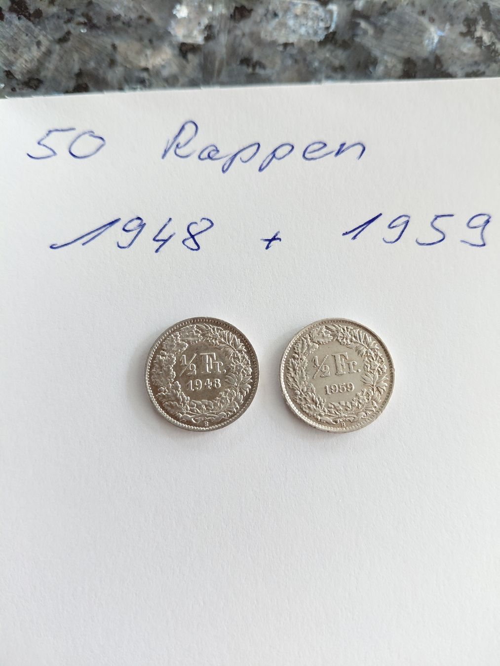 Alle Münzen: 2x 50 Rappen 1948 und 59 silber – Gebraucht aus Bonaduz von topolino052