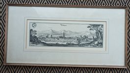 Kupferstich Stadt Balingen, Burg Hohenzollern M.Merian 1640