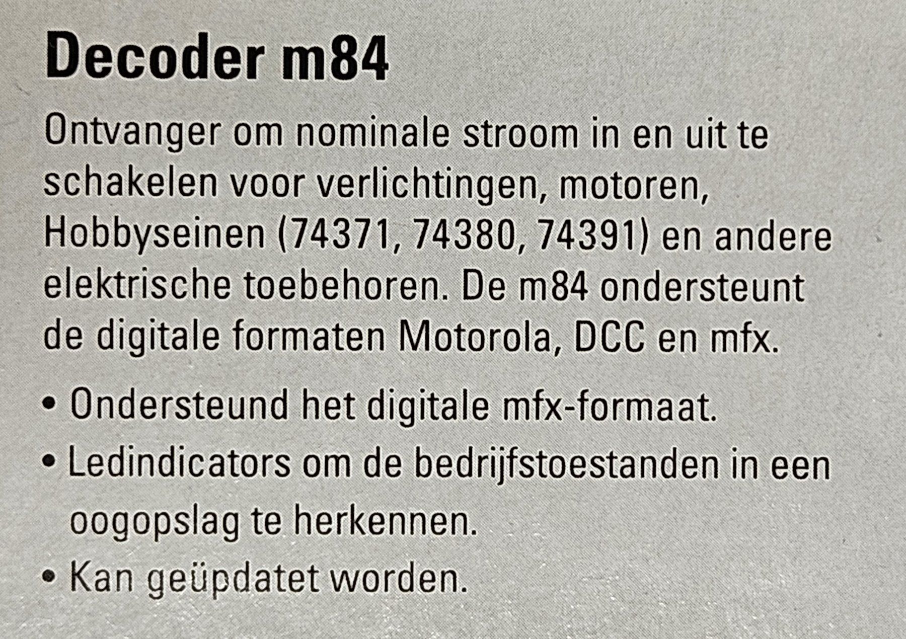 Märklin Modelleisenbahnen: Märklin 60842 Decoder m 84 für Dauerstrom – Neu und originalverpackt aus Breitenbach von  6