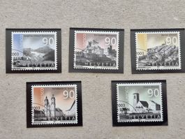 Schweiz 2003 – UNESCO Welterbe der Schweiz  ZNr 1096–1100 ET