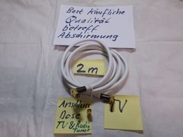 Radio & TV HF Anschlusskabel 90 Grad Stecker mit Adapter