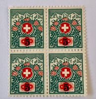 4 er Block Schweizer und Alpenrosen UNGESTEMPELT  