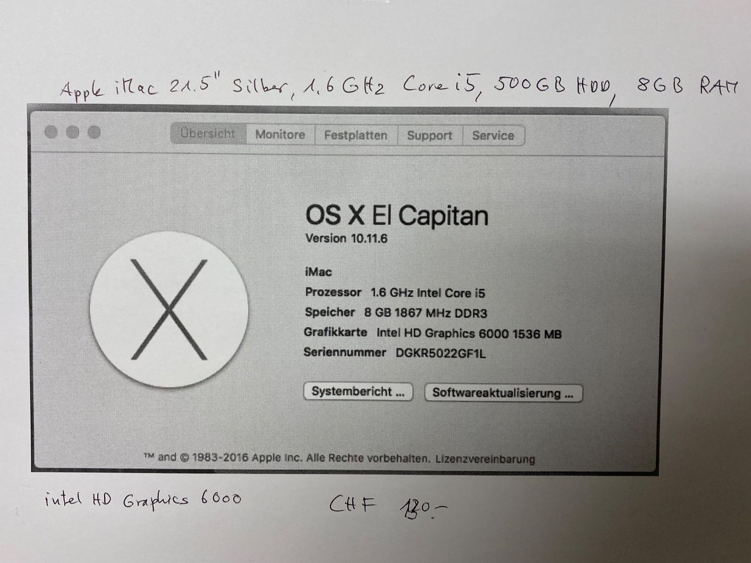 Apple PCs: iMac 21.5" Silber – Gebraucht aus Schlieren von Jasogut 1