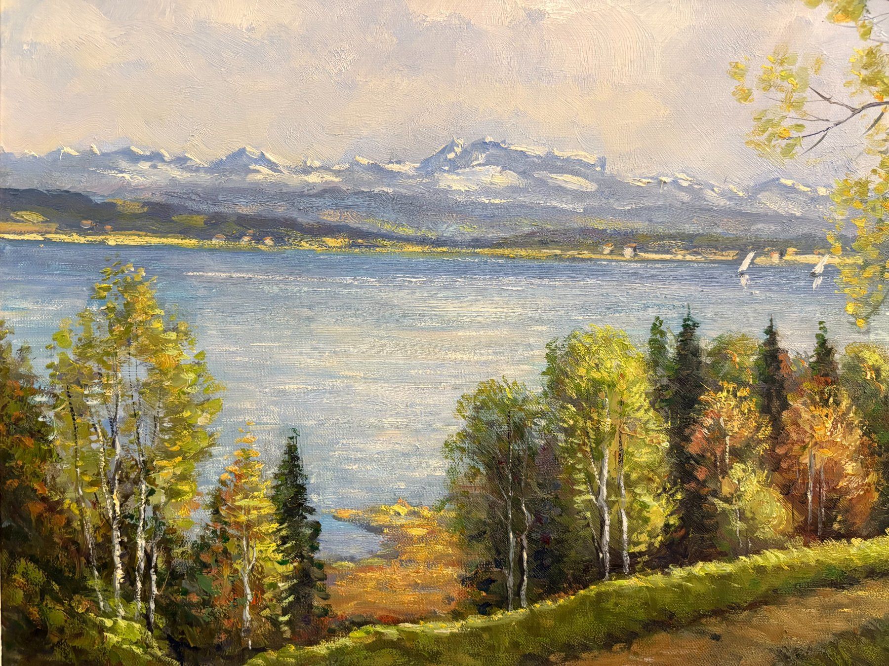 Dipinti: 74cmbreitx59cmhoch/E. Ducret/ Ölgemälde, Herbst am See – Usato da Ottenbach venduto da TimelessEmotions. 6