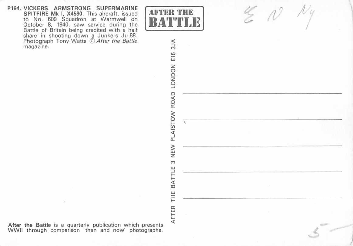 Cartoline postali: Ansichtkarte VICKERS ARMSTRONG SUPERMARINE SPITFIRE Mk 1 – Usato da Lufingen venduto da SchnaeppliCorner 1