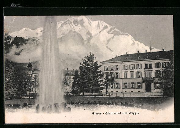 Cartoline postali: AK Glarus, Hotel Glarnerhof mit Wiggis – Usato da Berlin venduto da bartko-reher