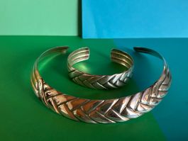 Silber Armreif & Armreif Geflochten Vintage Set