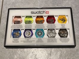 Swatch Uhr Schaukasten 10x Bauschritte Swiss Watch