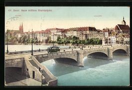 Basel, Strassenbahn auf der neuen mittle