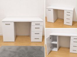 Weißer Schreibtisch / Bürotisch mit 4 Schubladen 