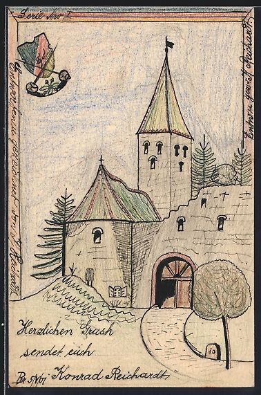 Ansichtskarten: Handgemalt: Esslingen / Neckar, Ortsansi – Gebraucht aus Berlin von bartko-reher