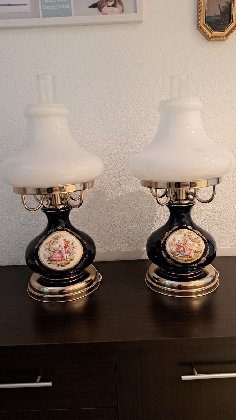 Lampade: Antike Lampen mit feiner Bemalung, 2 Stk.  – Usato da Kölliken venduto da Upcycling-by-Mc-TAM 8