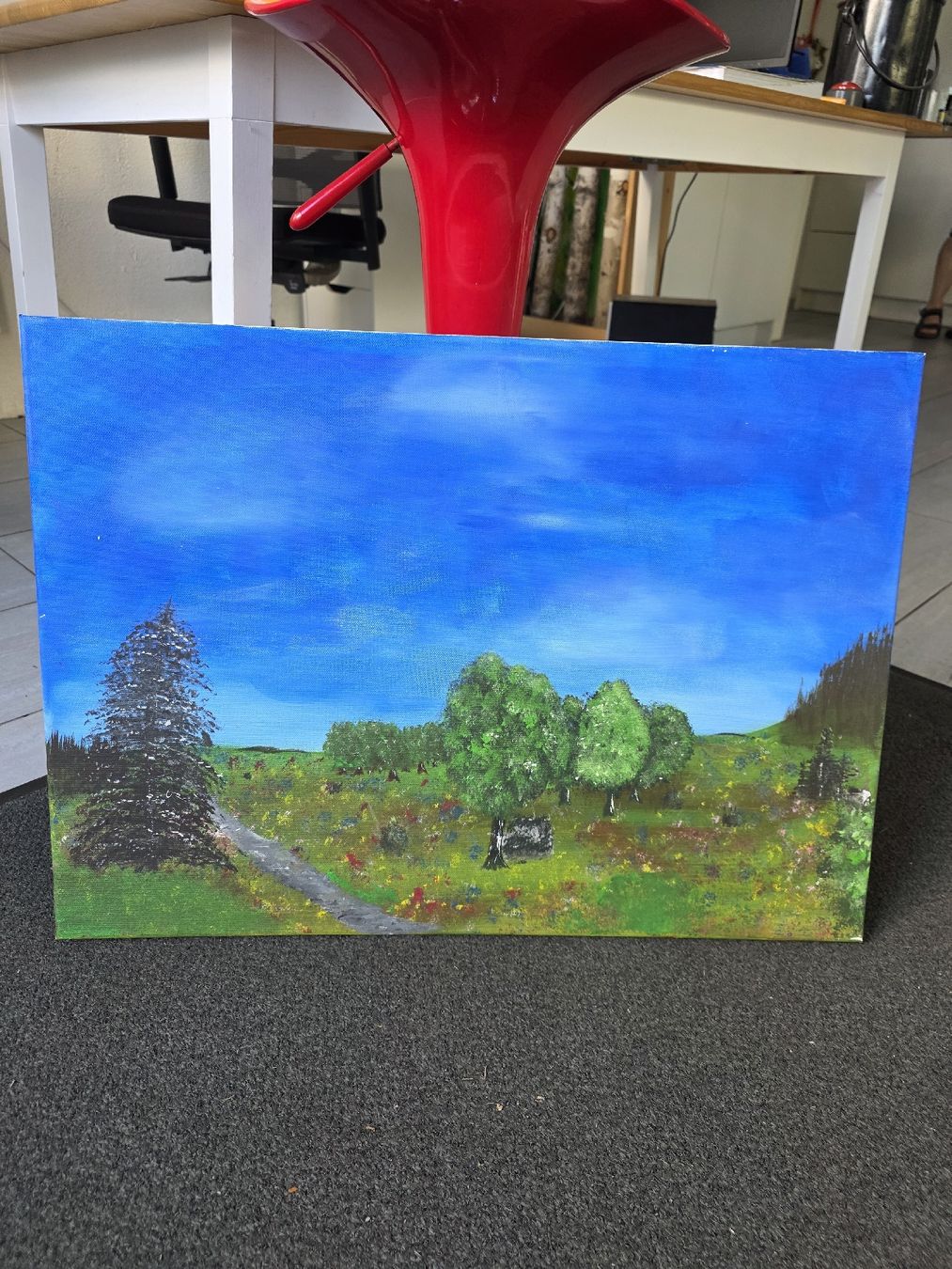 Dipinti: Gemälde Landschaft mit Bäumen und Blumen. – Nuovo (secondo la descrizione) da Samstagern venduto da n012e 1