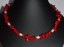 EDELSTEINKETTE KETTE STEINKETTE ECHTE KORALLE ECHTE PERLEN