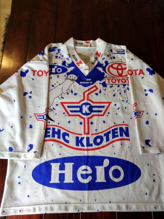 Maillot Shirt Trikot De Hockey Sur Glace Match Worn Kloten