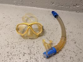 Cressi Tauchmaske mit Schnorchel gelb guter Zustand
