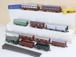 Minitrix 12 x Güterwagen Set + Container + mehr - Spur N