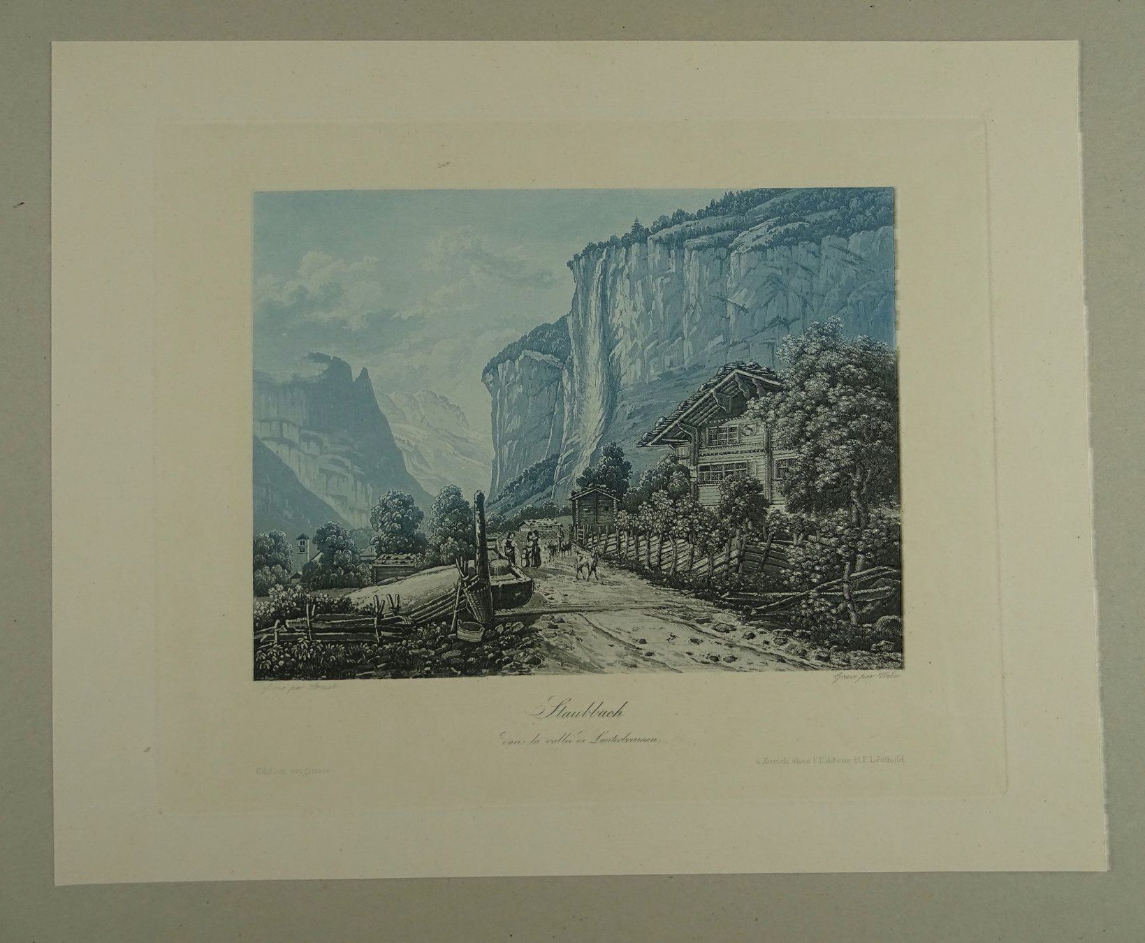 Incisioni: STAUBBACH , LAUTERBRUNNEN, AQUATINTA – Usato da Grüningen venduto da Kartensammler