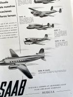 Saab Flugzeuge - 4 alte Werbungen / Réclames 1946/49