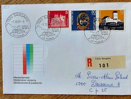 Einschreiben Brief mit Sst SARGANS 7.10.85