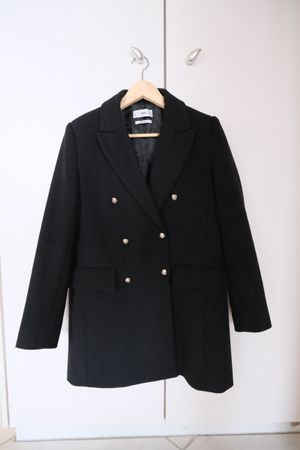 Wollmantel von Mango in schwarz